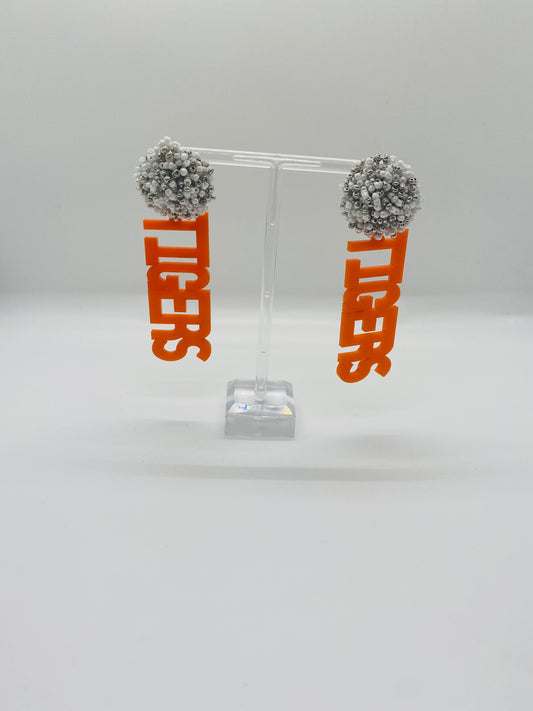 T-I-G-E-R-S Orange Earrings