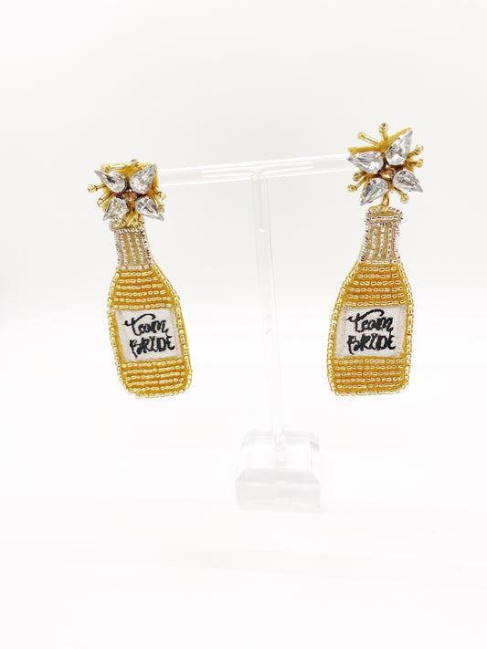 Team Bride Champagne Earrings Gold