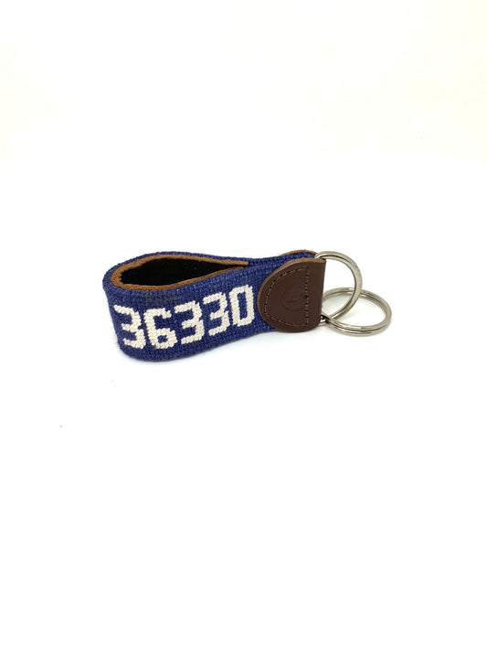 Enterprise, AL Needlepoint Keychain Navy/White