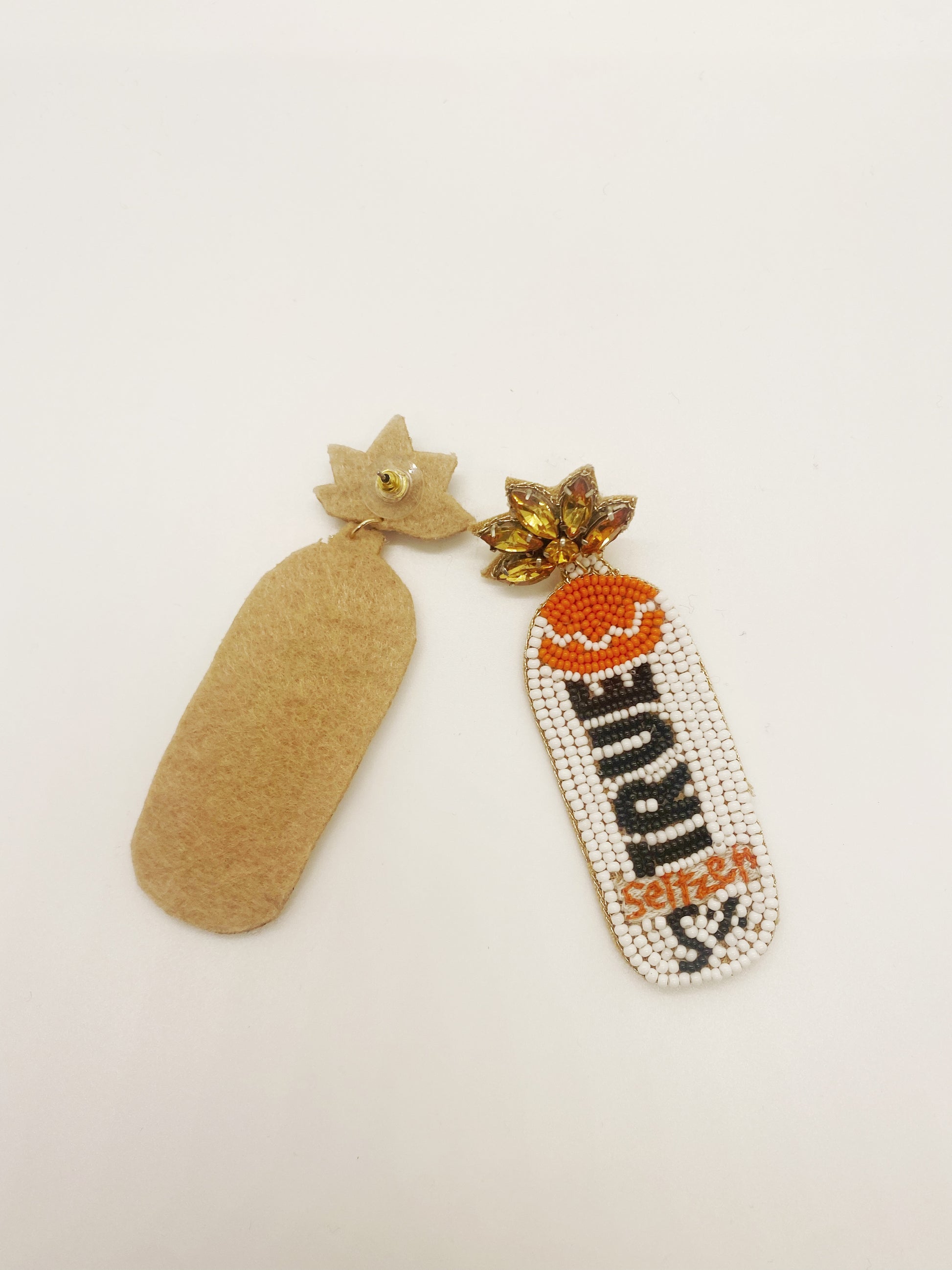 It’s True, we love a good seltzer. Pair these earrings with your favorite girl’s night out attire. The beaded detailing features the words “TRUE Seltzer 5%”. These earrings are lightweight and feature a post back.