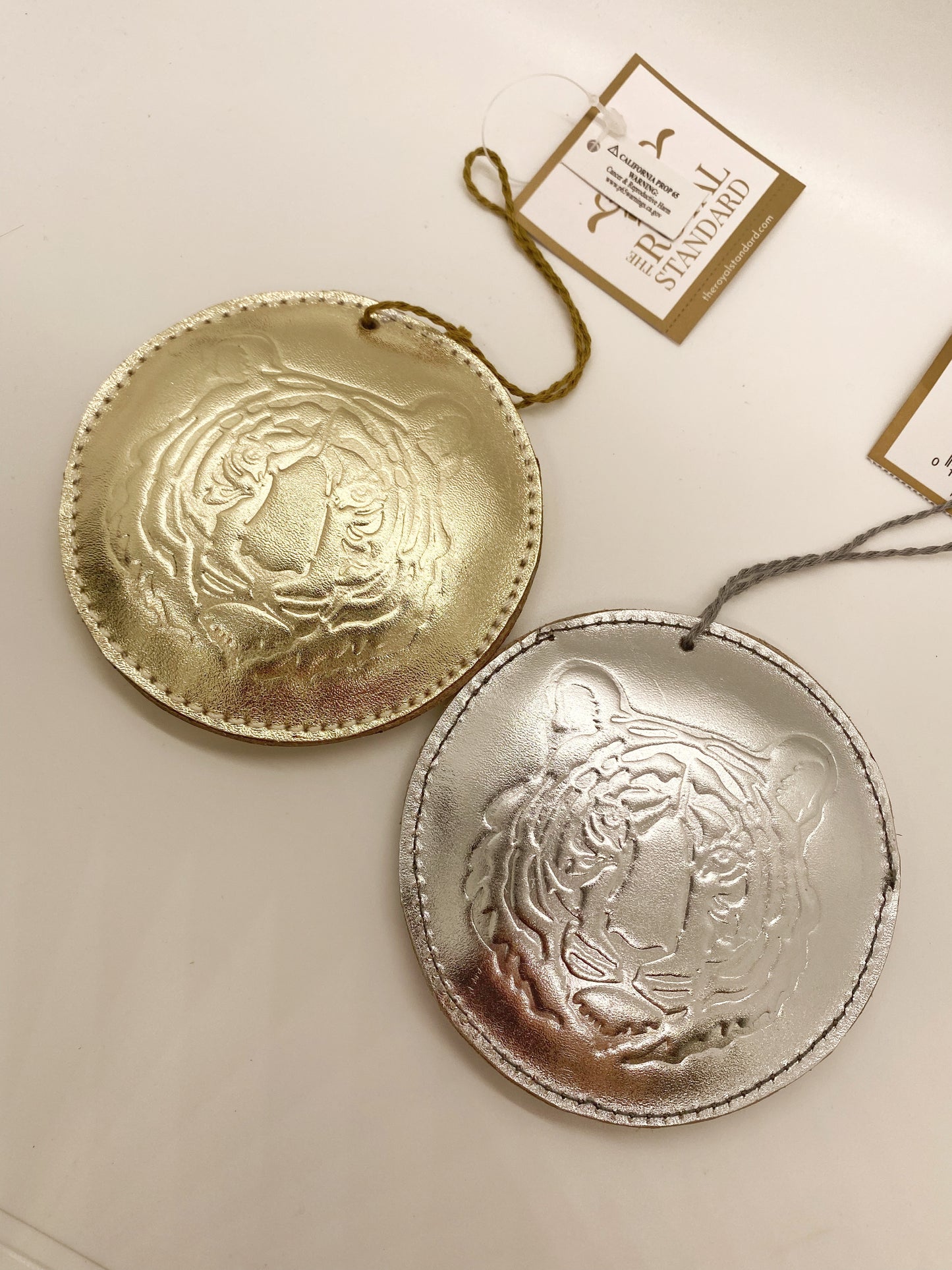 Go Get Em Tiger Embossed Leather Ornament
