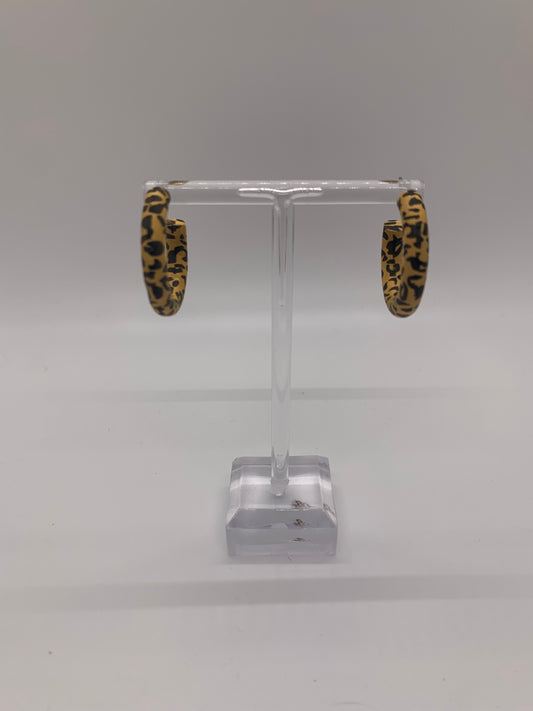 Wooden Cheetah Earrings