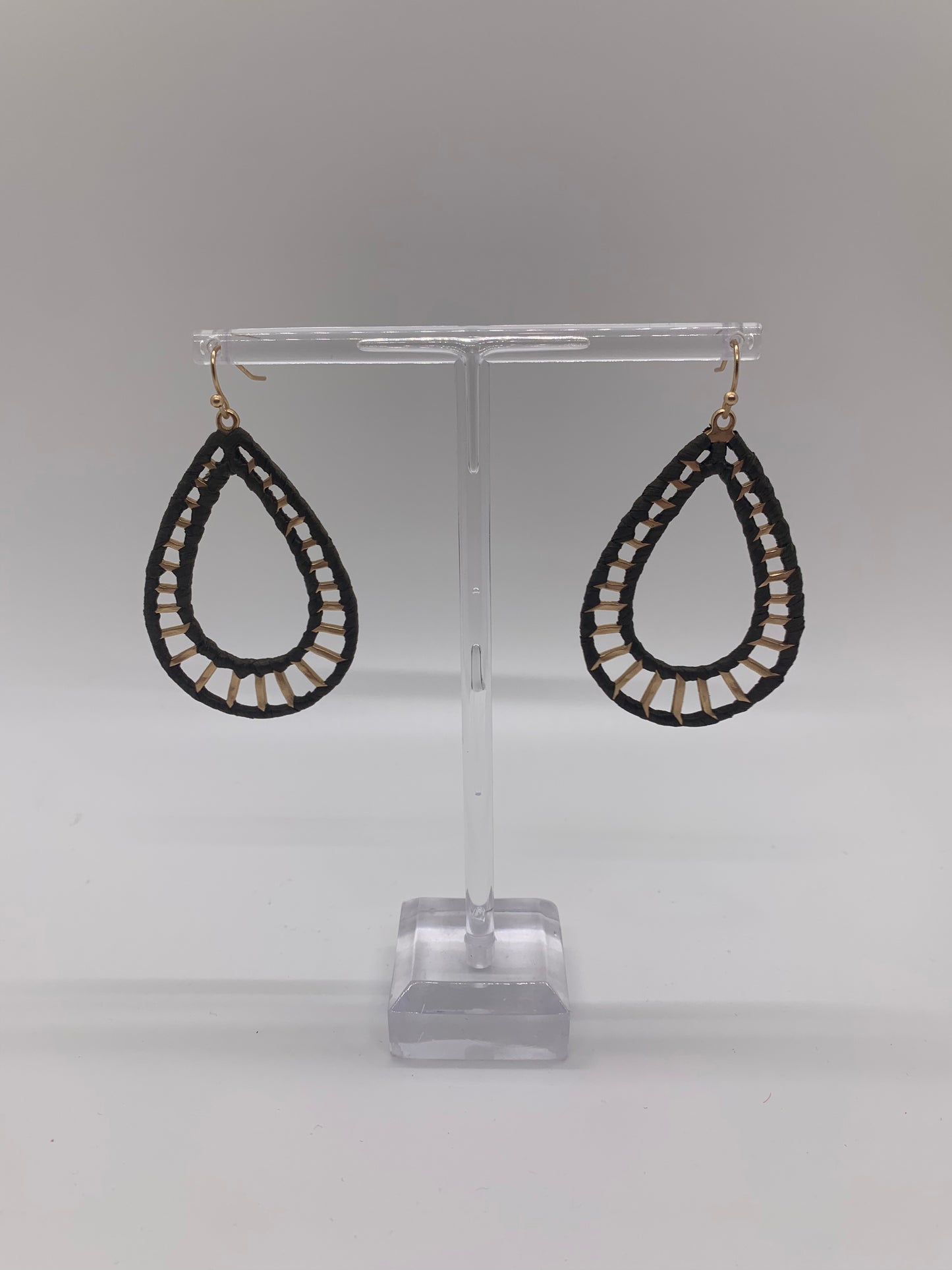 Grey and Gold Teardrop Earring