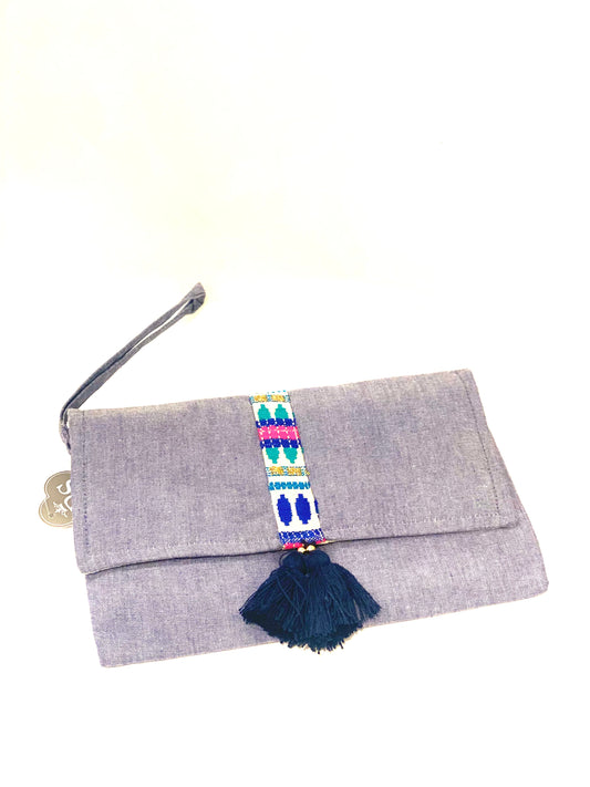 Chambray Wristlet Clutch