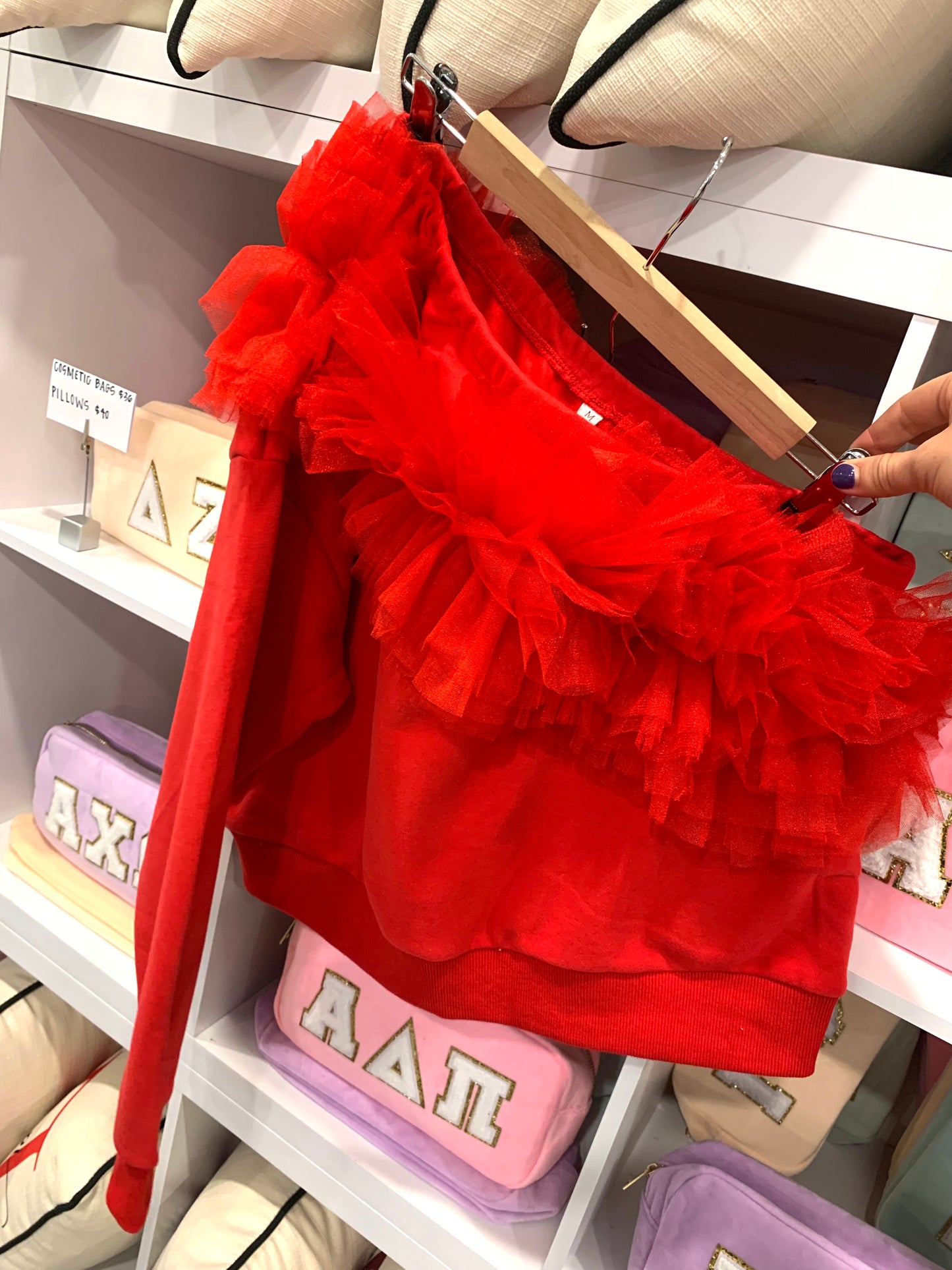 Queen of Sparkles Red off the Shoulder Top