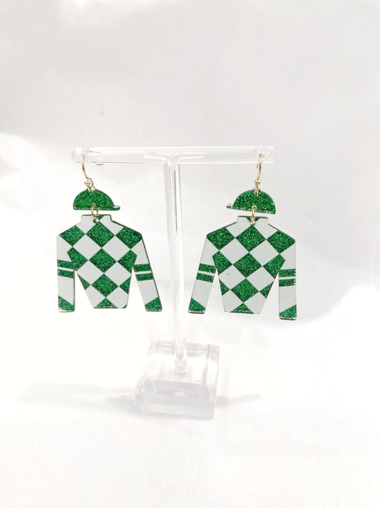 Green Jockey Jacket Earrings