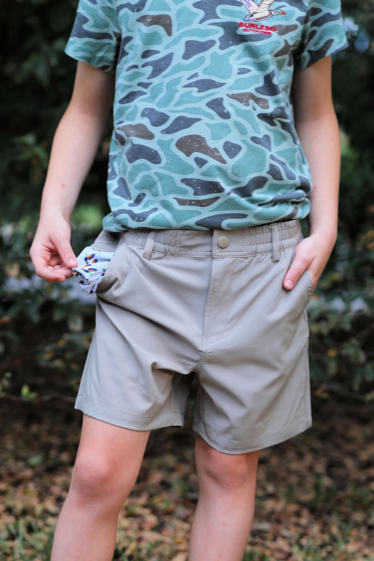 Burlebo Retro Duck Camo Everyday Shorts - Grey Pocket