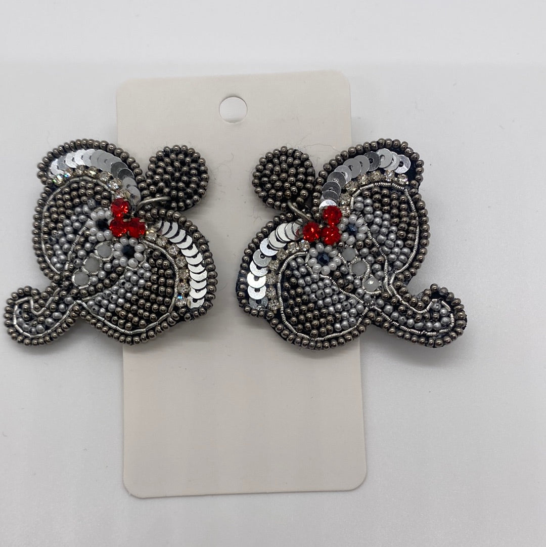 Beaded Elephant Earrings