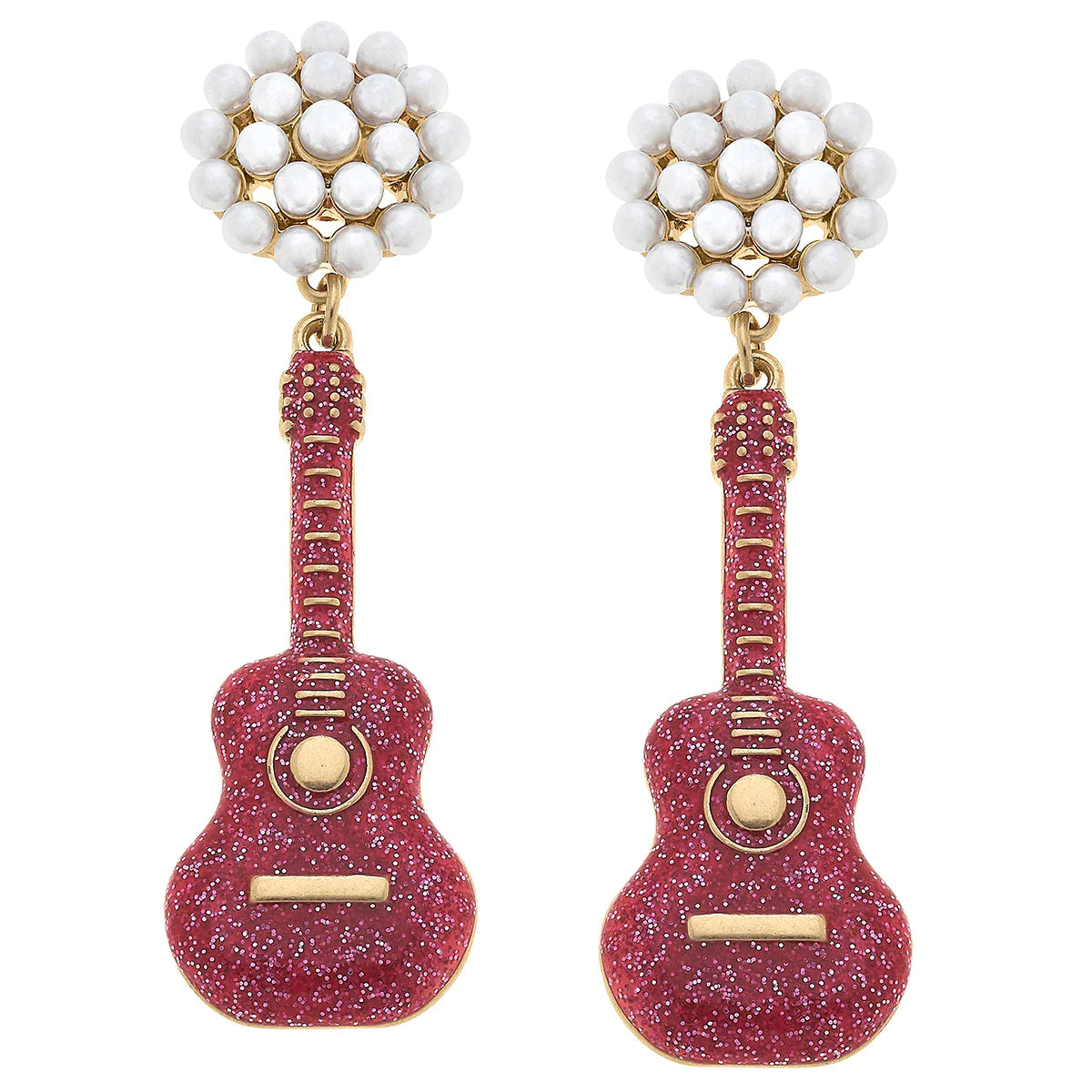 Nashville Guitar Pearl Cluster Enamel Earring