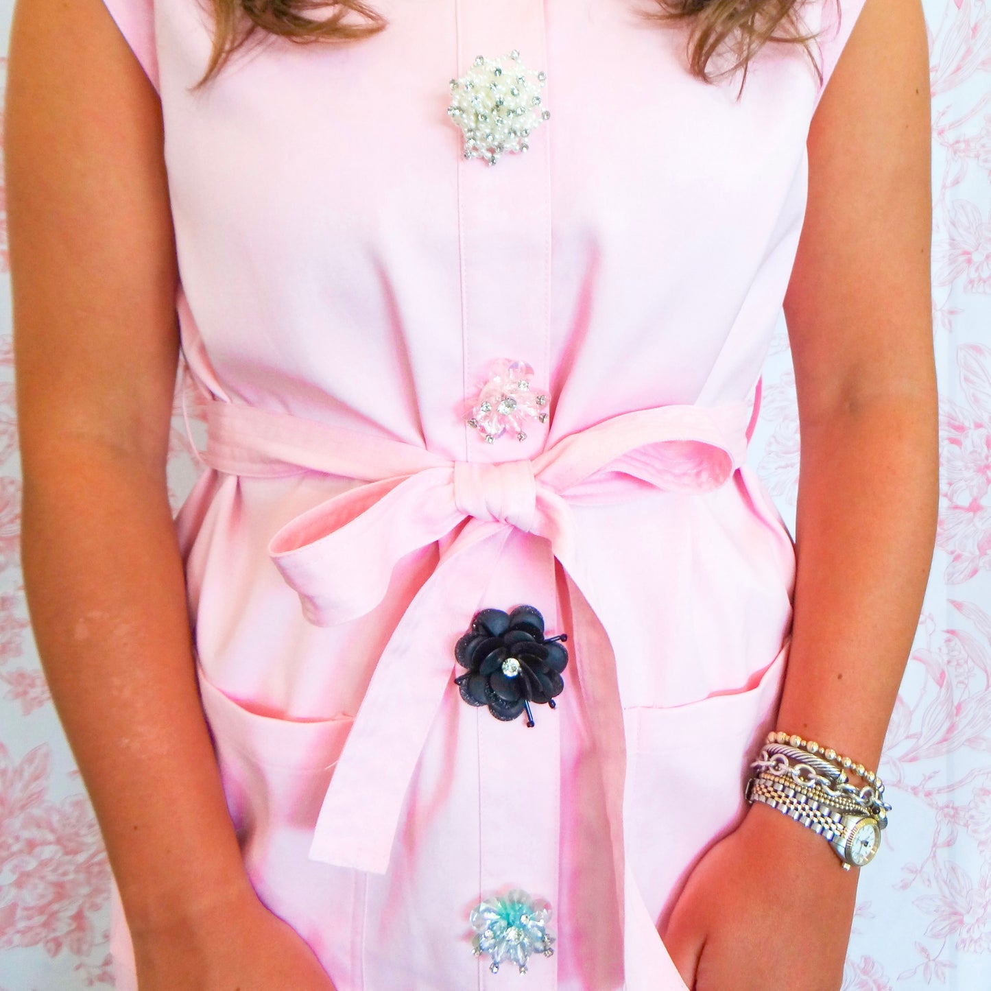 Blush and Button Vest Top