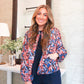 Orange and Blue Floral Quilted Jacket