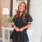 Black Mini Dress with Trim