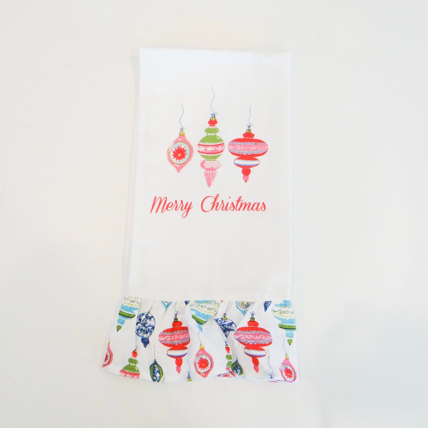 Whimsical Merry Christmas Ruffle Hand Towel