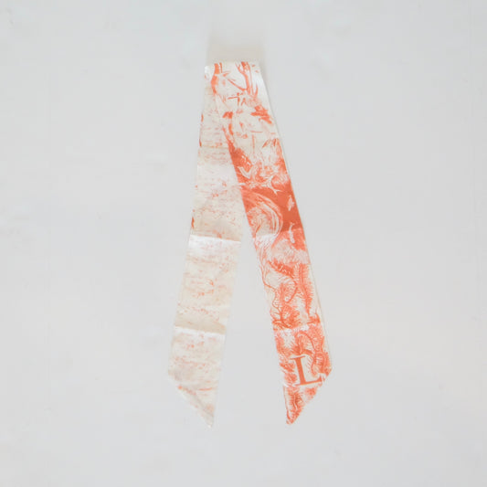 Orange Toile Skinny Scarf