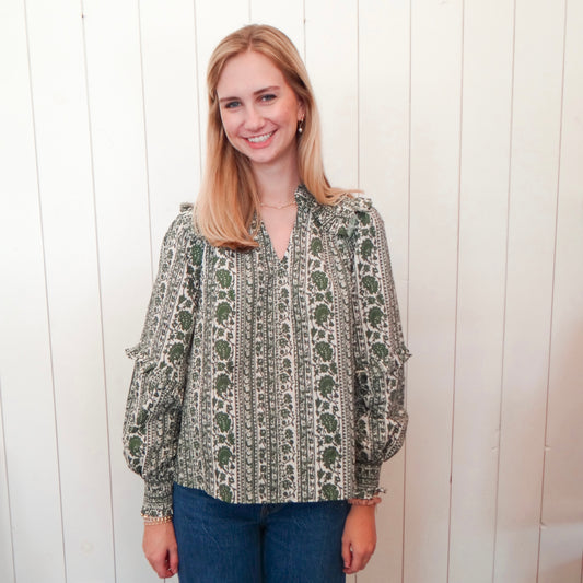 Olive Floral Blouse