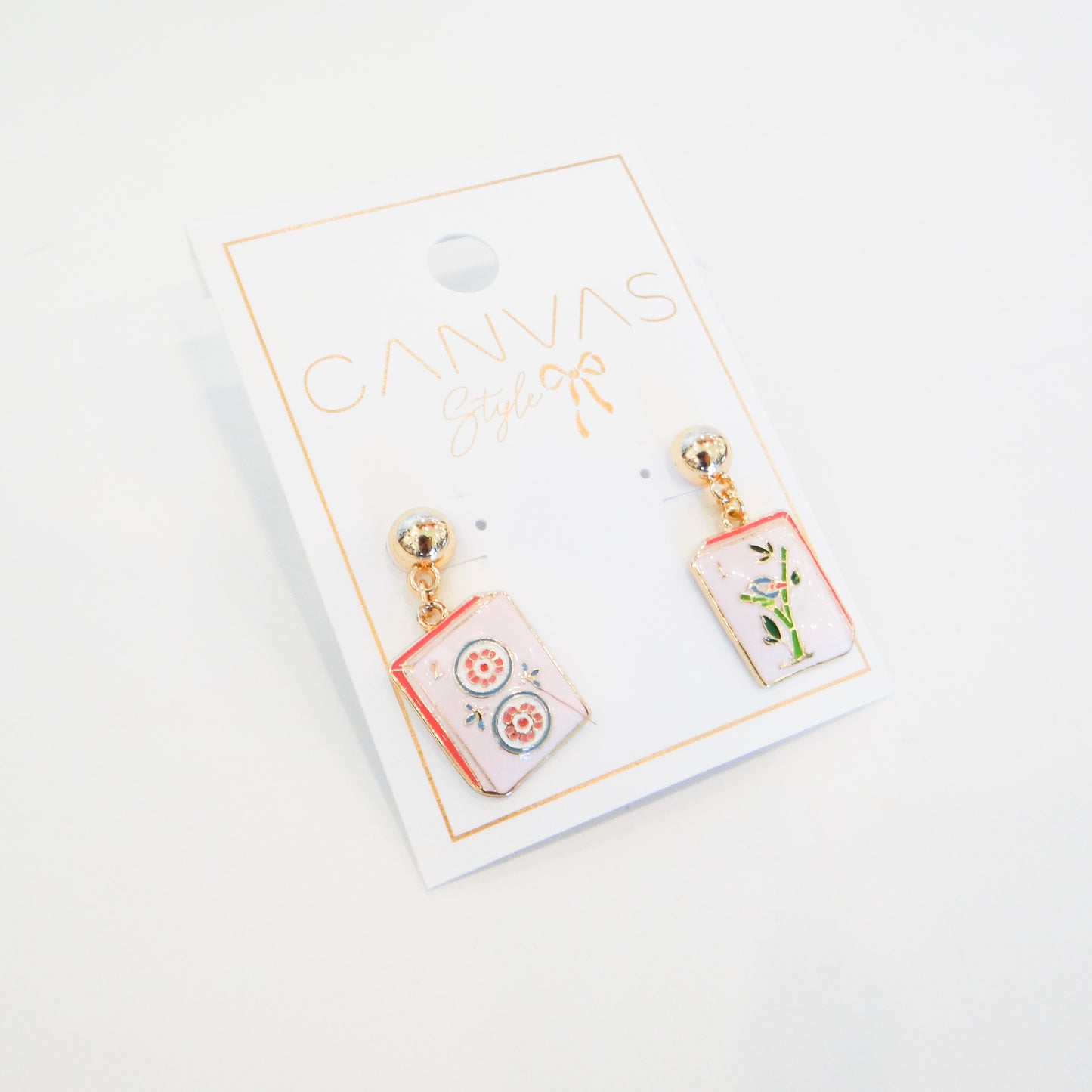Mahjong Tile Dangle Earrings