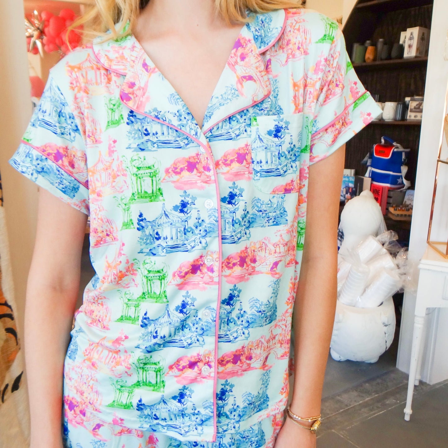 Maya Short Sleeve Button Sleep Shirt