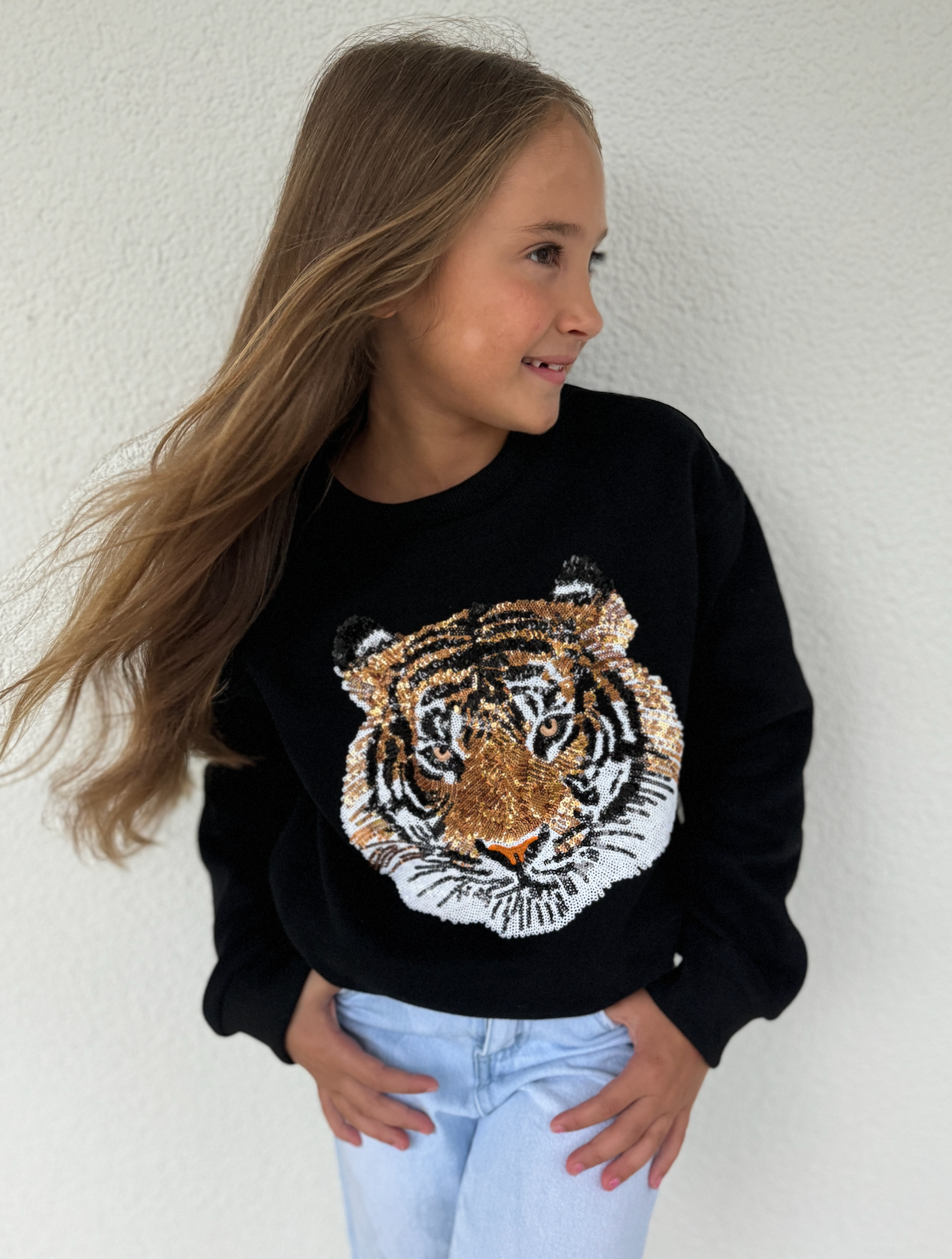 Youth Sequin Tiger Sweatshirt