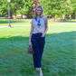 Navy and White Stitch Pants