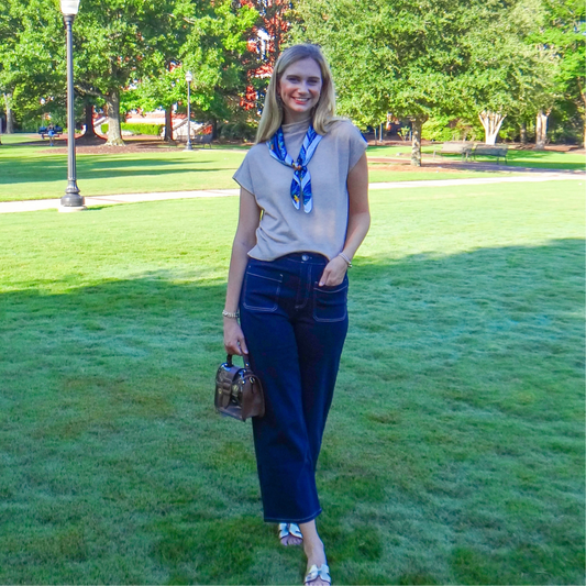 Navy and White Stitch Pants