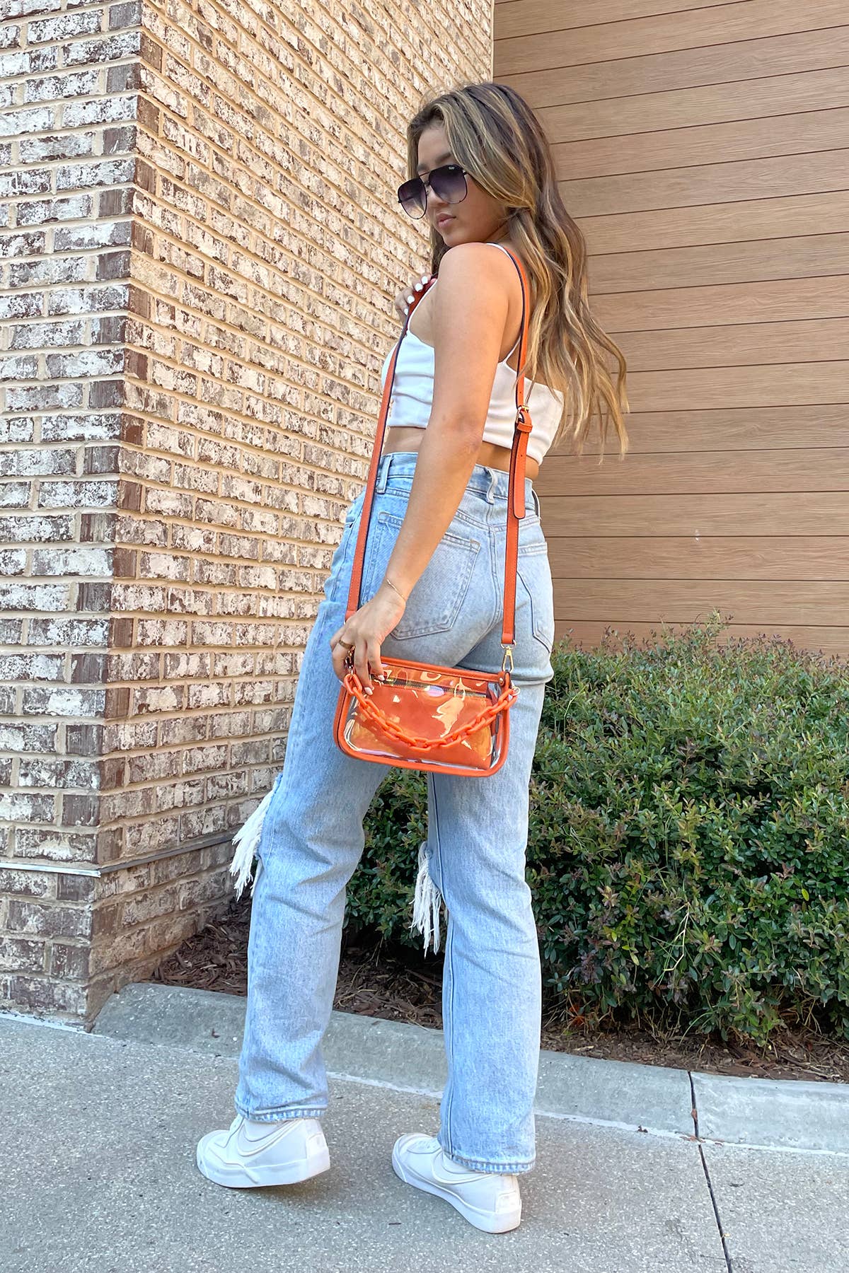 M2226CR Jessica Clear Crossbody w/ Chain: Orange