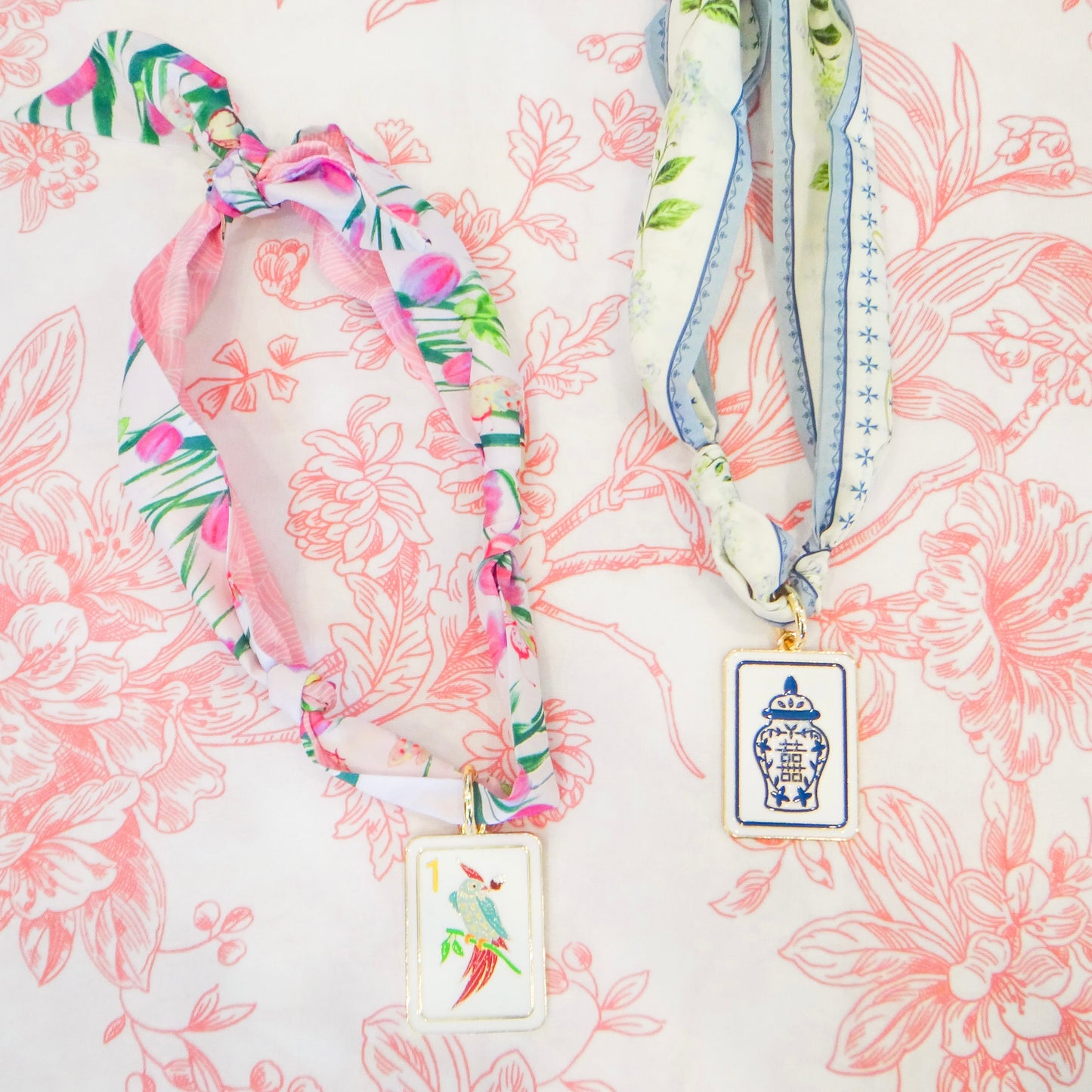 Mahjong Scarf Charm Necklace