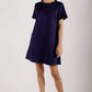 P. CILL Butter Modal Short Sleeve Dress: Navy / L