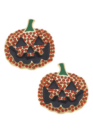 Jack O' Lantern Rhinestone Studs