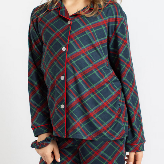 Girl's Layton Plaid Long Sleeve Pants Sleep Set