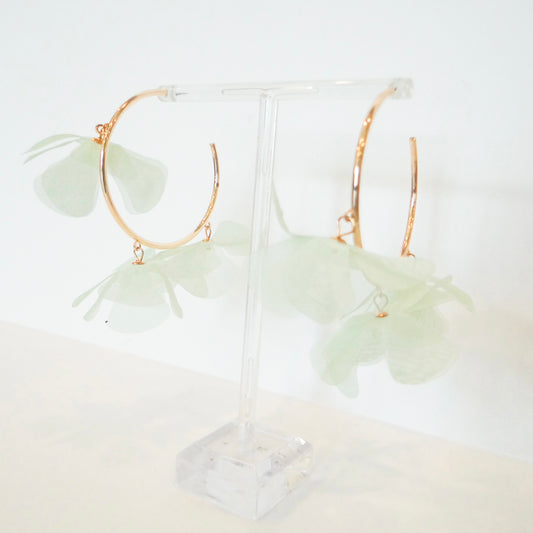 Mint Flower Hoops