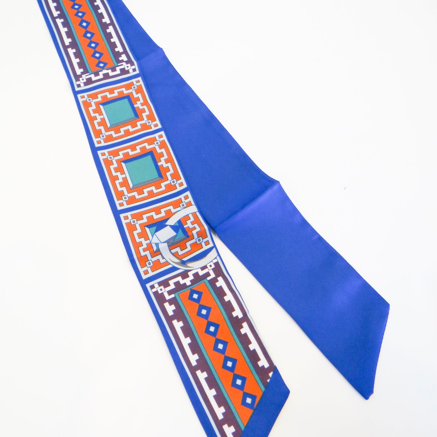 Blue Geometric Twilly Scarf
