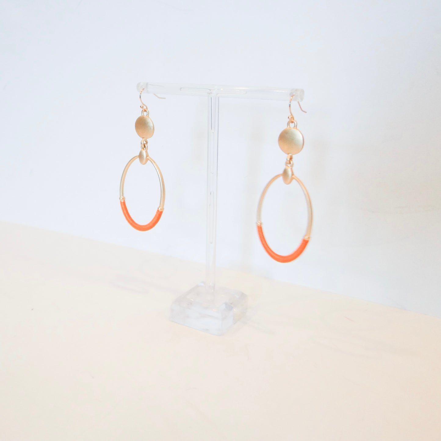 Gold and Orange Dangle Earrings
