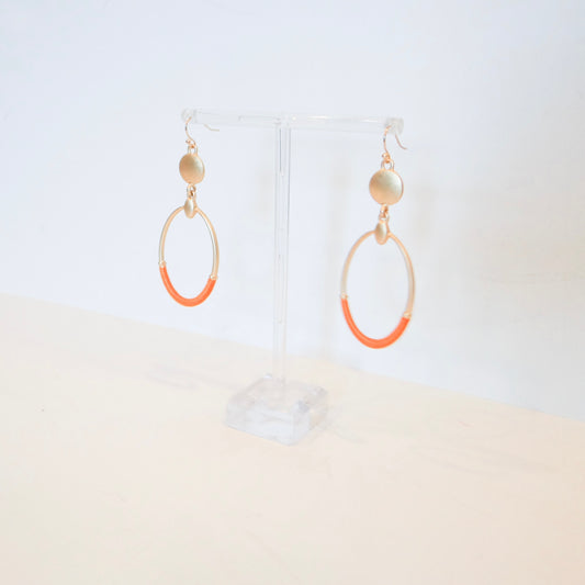 Gold and Orange Dangle Earrings