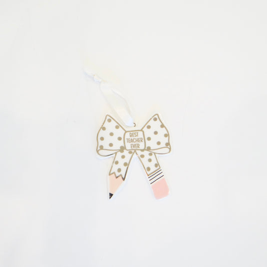 Best Teacher Bow Ornament