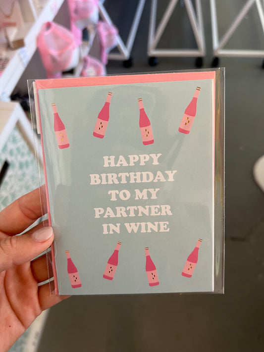 "HBD to my Partner in Wine" Greeting Card