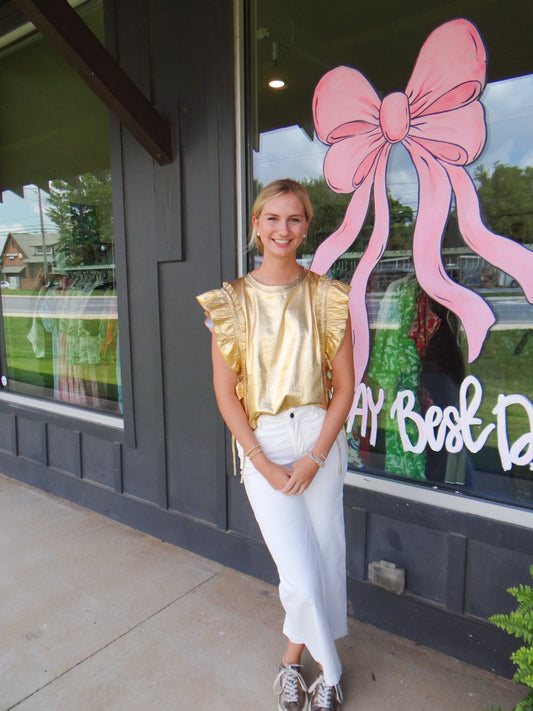 Standout Gold Ruffle Top