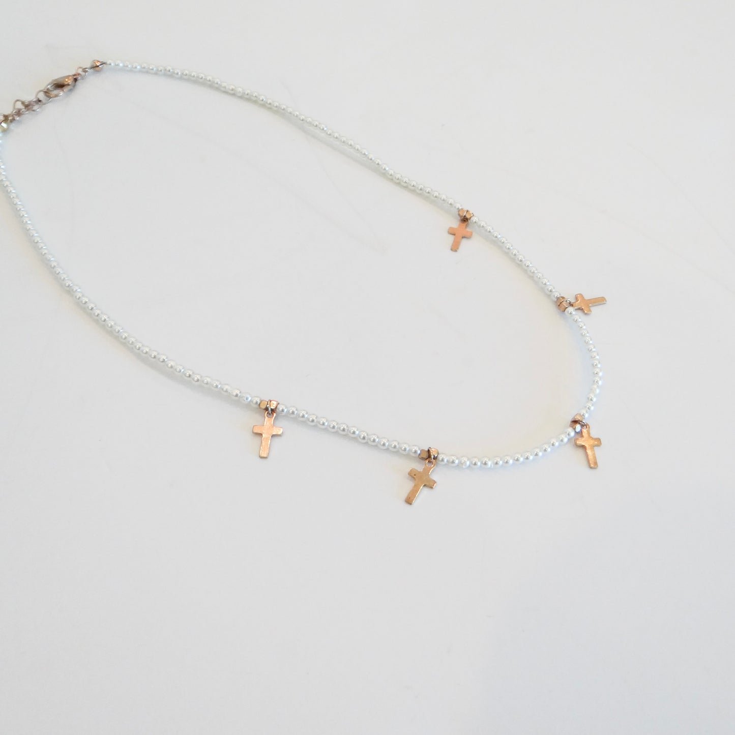 White and Gold Cross Necklace