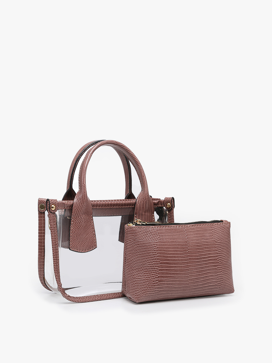 M2225CR Stacey Clear Satchel w/ Inner Bag: Mauve