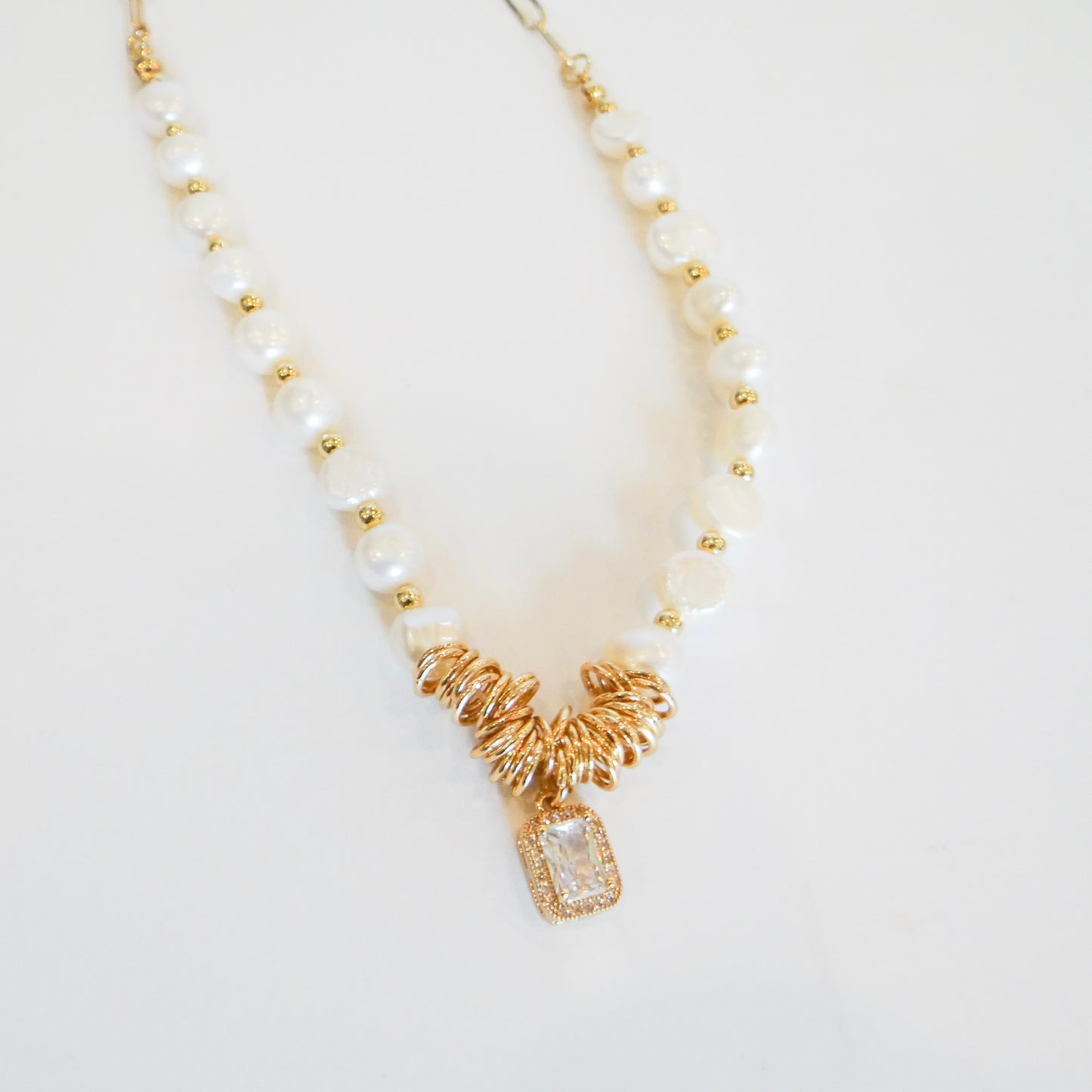 Partially Beaded Pearl Necklace