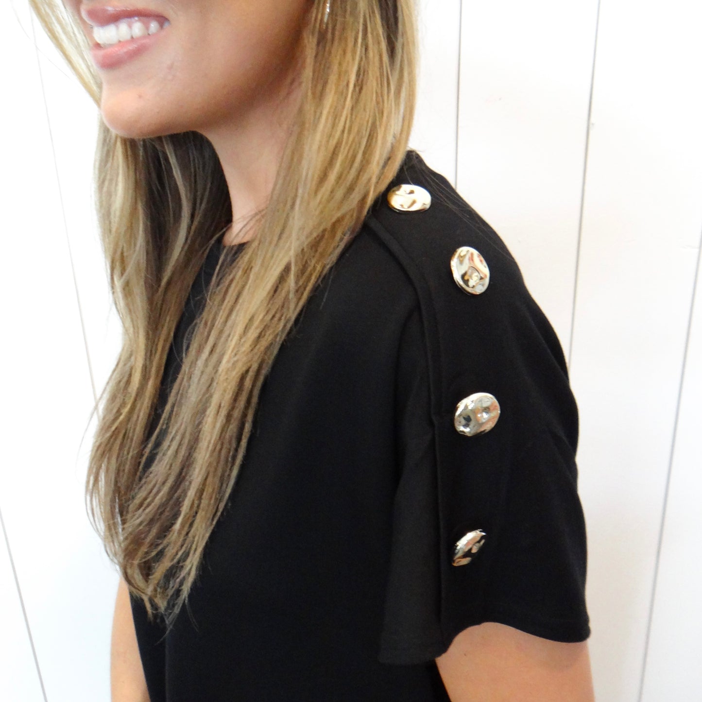 Black Button Detail Dress