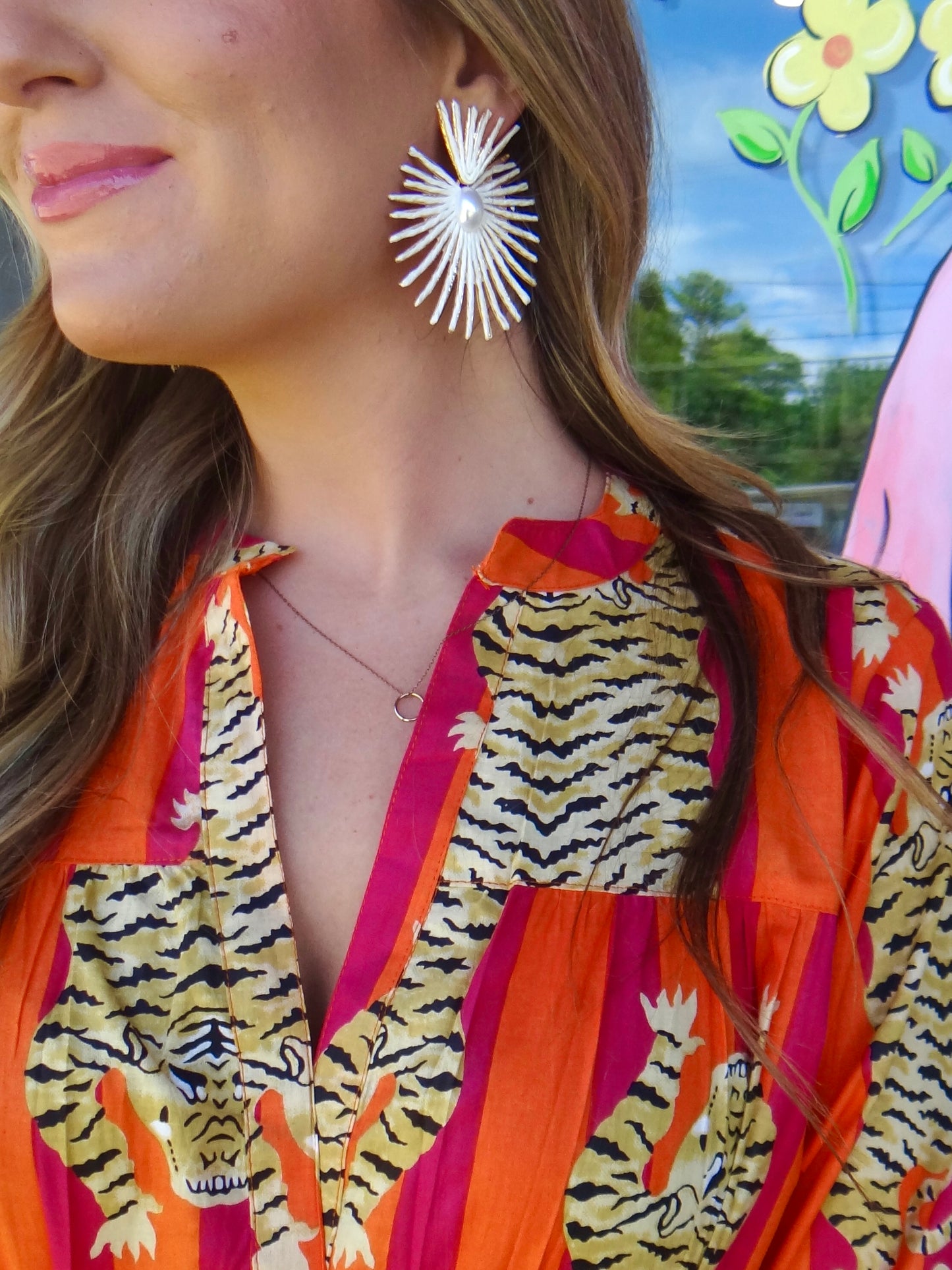 Gold Sun Burst Earrings