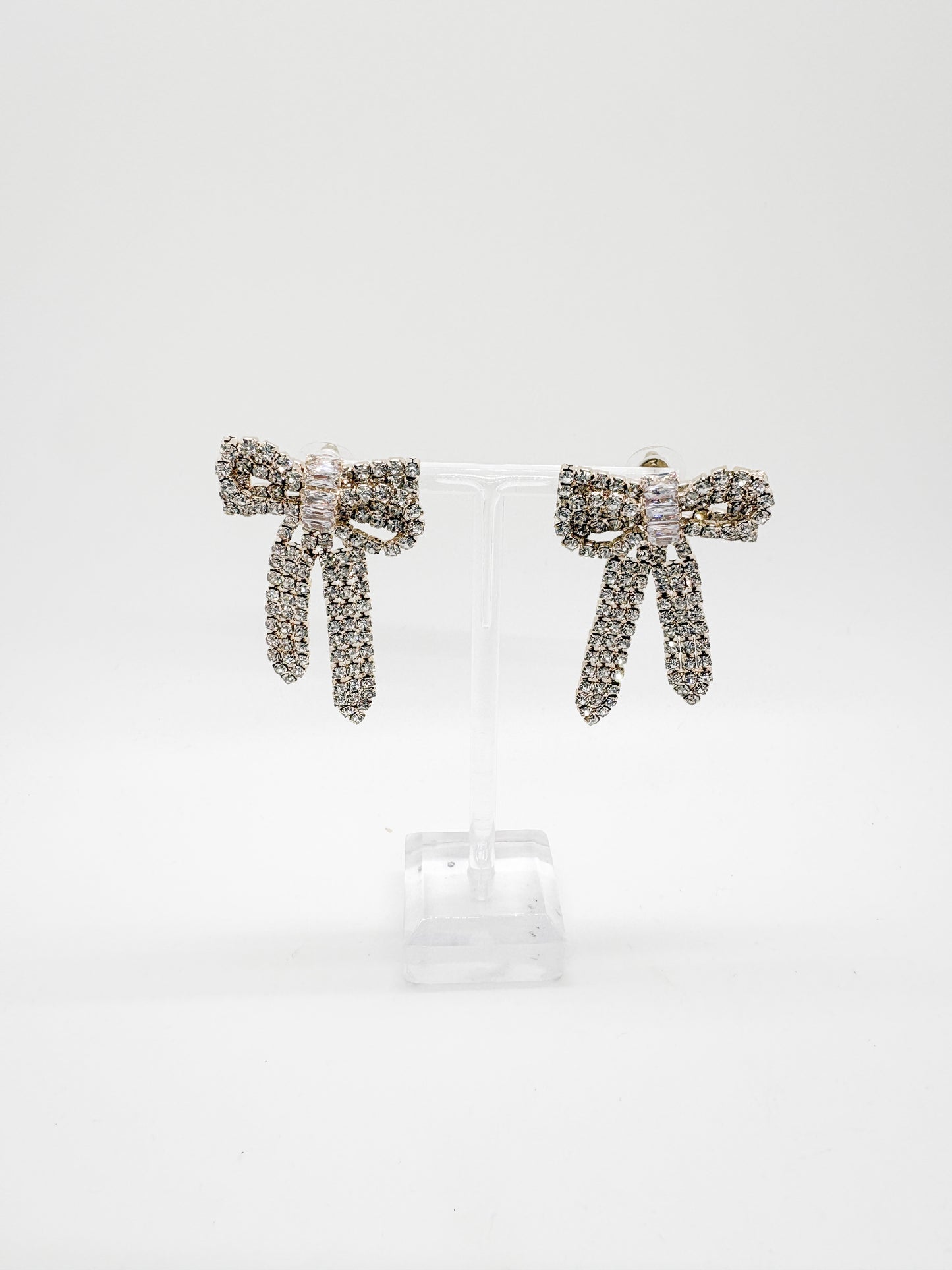Glitter Crystal Bow Earrings
