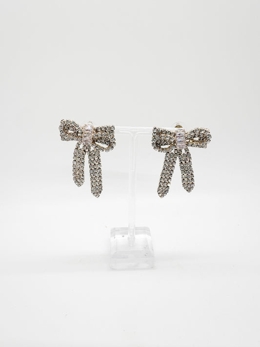 Glitter Crystal Bow Earrings