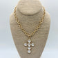 Coin Pearl Cross Necklace