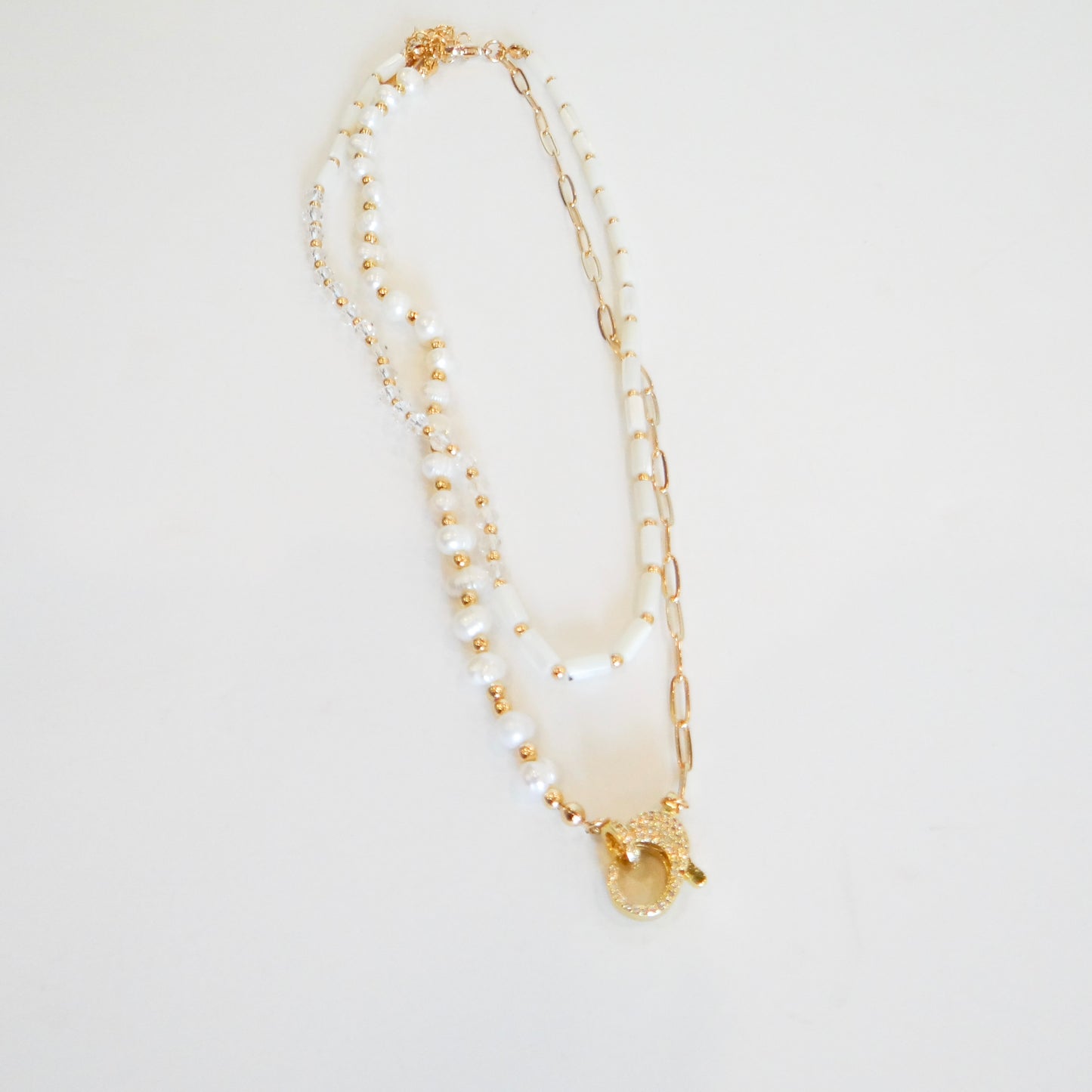 Layered Necklace with Pearls and Clasp
