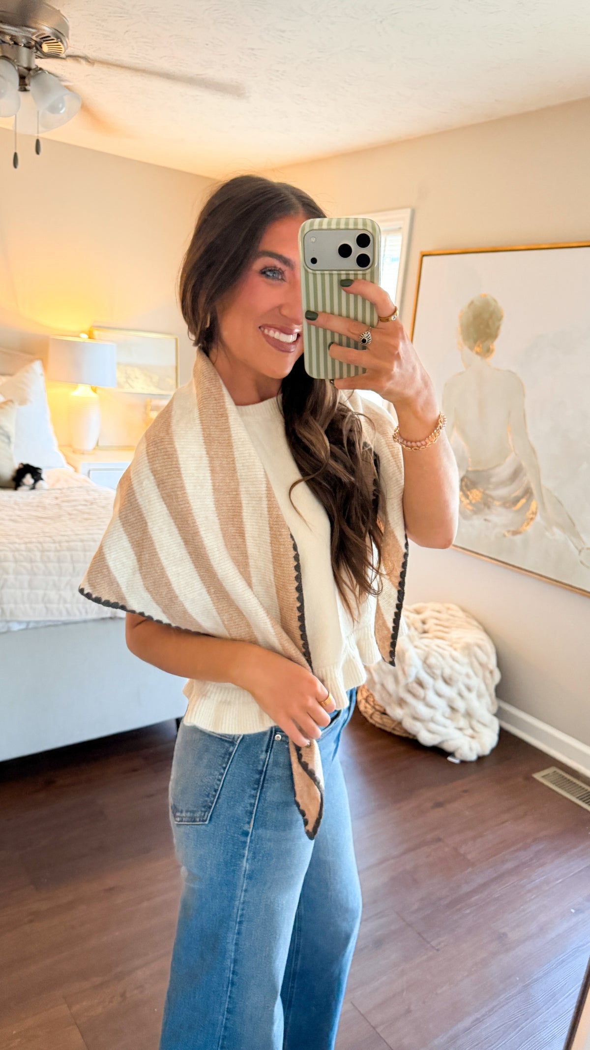 Oatmeal Creme Triangle Scarf