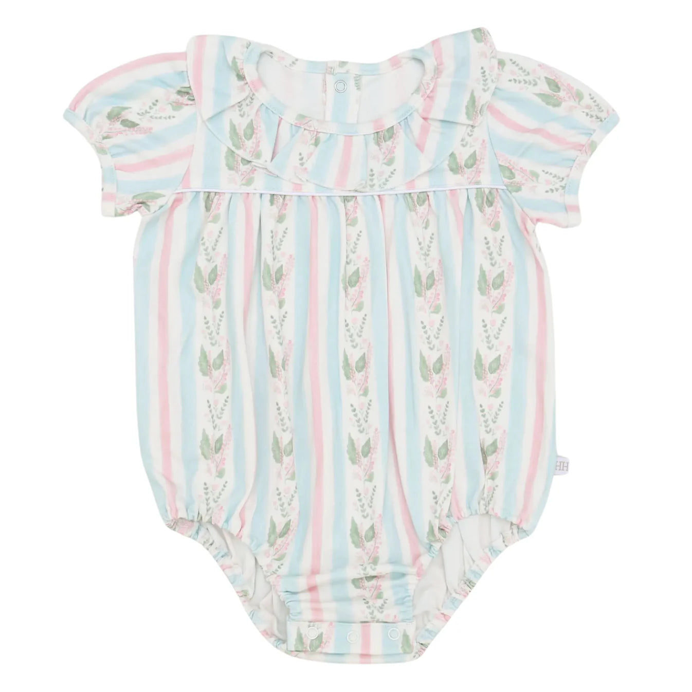 Girls Blue Floral Stripe Bubble