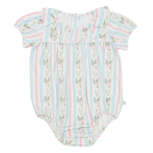 Girls Blue Floral Stripe Bubble