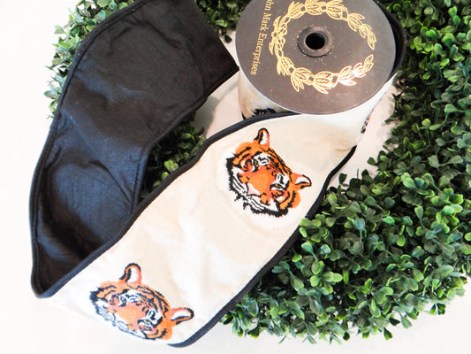 John Mark Enterprises Ribbon - Embroidered Tiger Canvas Fused Dupion 4x5 yd