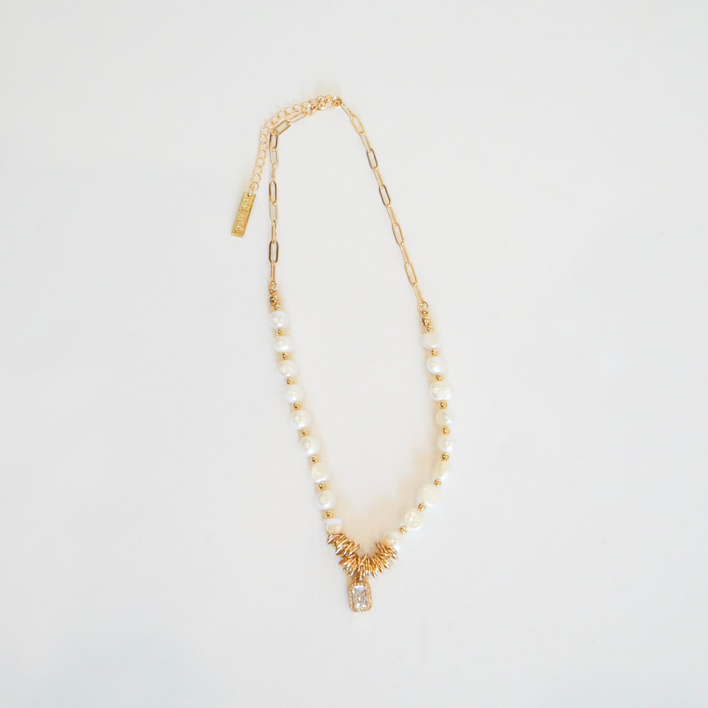 Partially Beaded Pearl Necklace